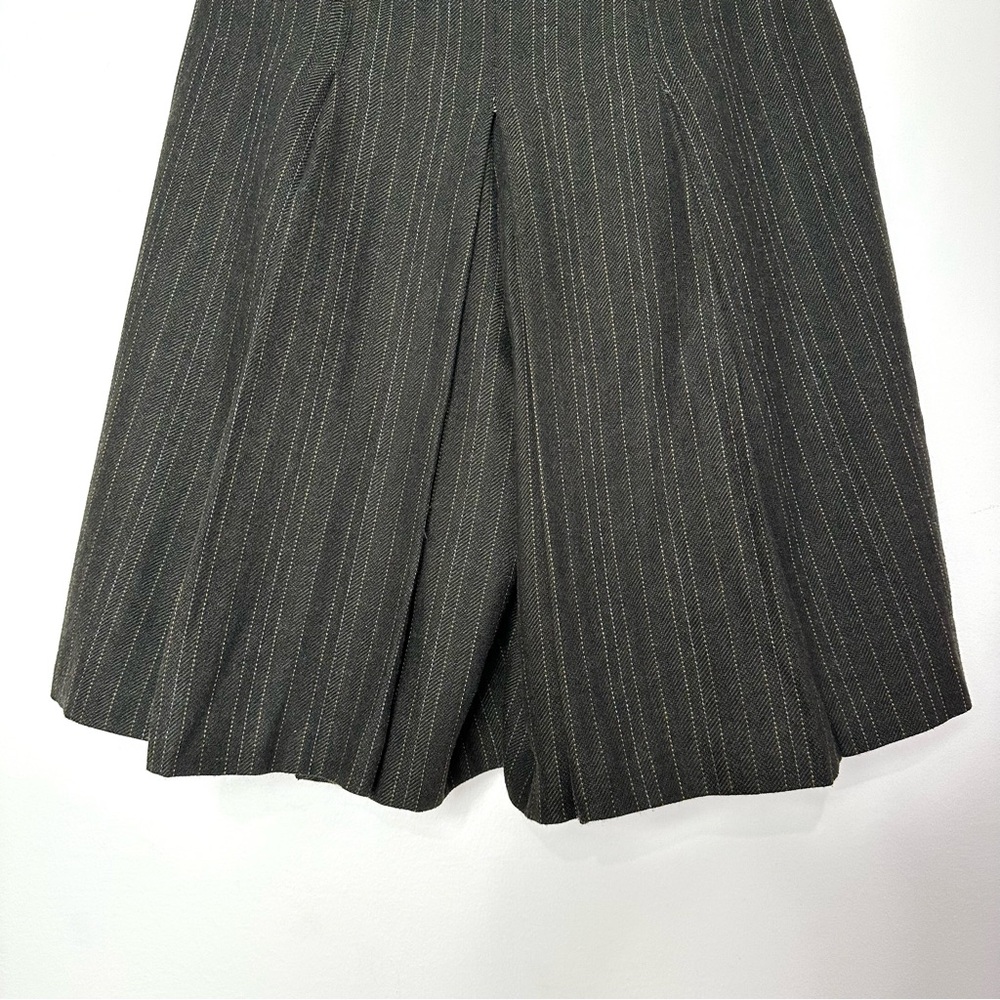 Vintage Wool Pin Striped Pleated Culottes Gaucho Pants Wide Leg Feminine Career - Picture 9 of 10